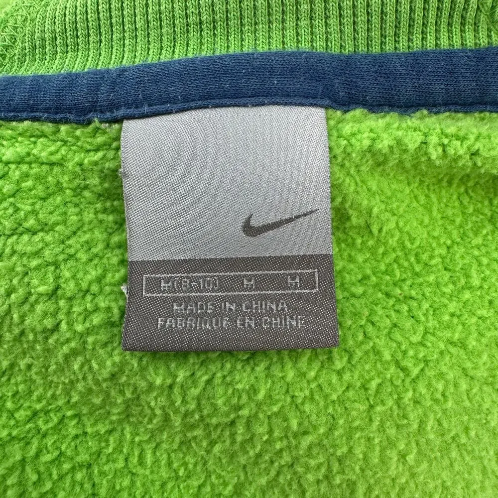 Nike Sweatshirt Women M Light Green Hoodie Full Zip Cotton Chevron, Athleticwear